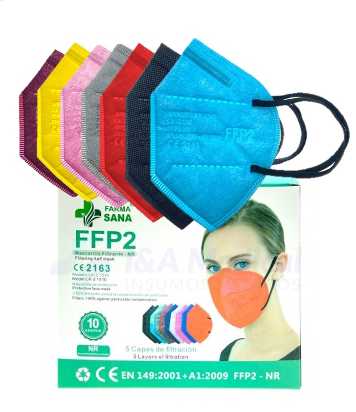 Mascarillas FFP2 - MIX COLORES (caja 10 ud) - GOOD MASK - Mascarillas FFP2  de colores - Mascarillas FFP2 - GOOD MASK España - Mascarillas FFP2 y  quirúrgicas de fabricación europea